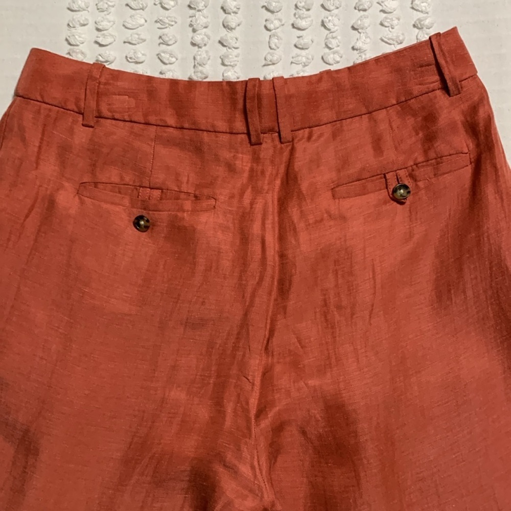 J. Crew Women’s Linen Blend Terracotta Size 10 Pleated Trousers Office Quiet - Picture 8 of 12